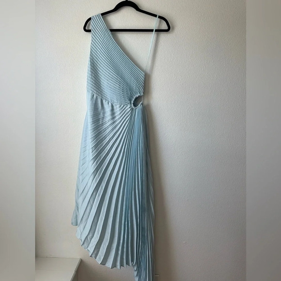 ALC Delfina Matte Pleated Dress Aqua Baby Blue US 4 - Picture 9 of 12